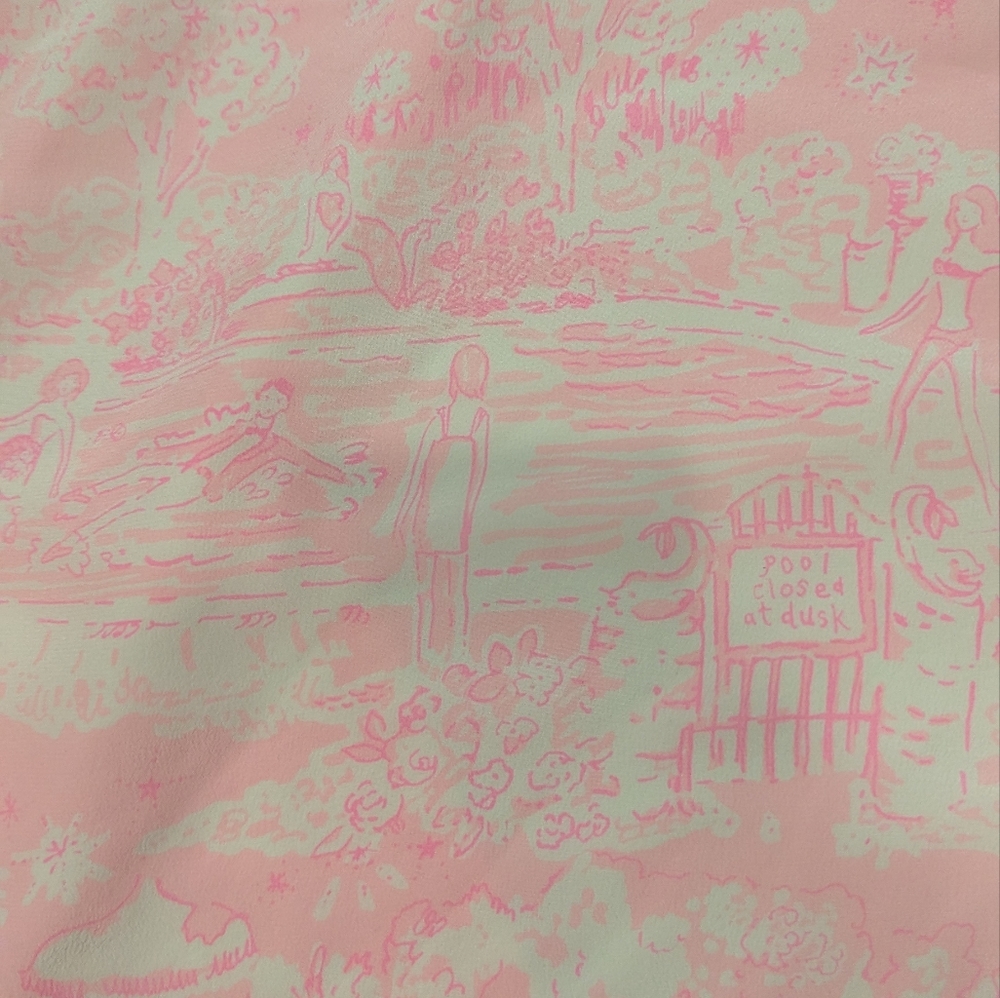 Lilly Pulitzer Dusk Pink Censored Skinny Dipping Silk Slip Dress Size XL - Picture 11 of 11